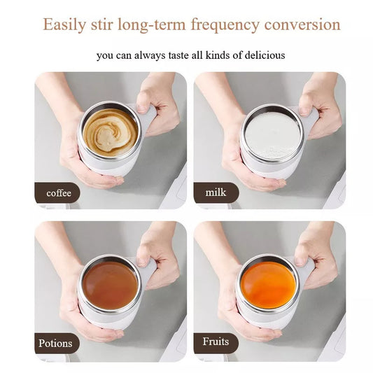 Automatic Electric Mixing Mug for Coffee & Protein Shakes – Brown Rechargeable Stirring Cup