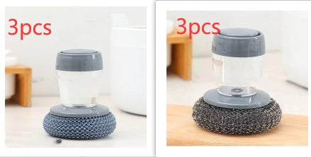 Soap Dispensing Palm Brush – Push Button Kitchen Dish Scrubber with Built-in Liquid Dispenser