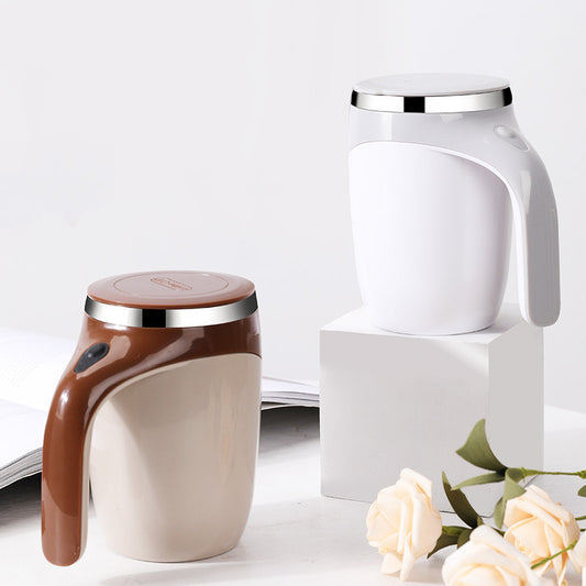 Automatic Electric Mixing Mug for Coffee & Protein Shakes – Brown Rechargeable Stirring Cup