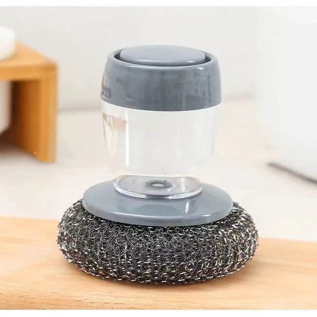 Soap Dispensing Palm Brush – Push Button Kitchen Dish Scrubber with Built-in Liquid Dispenser