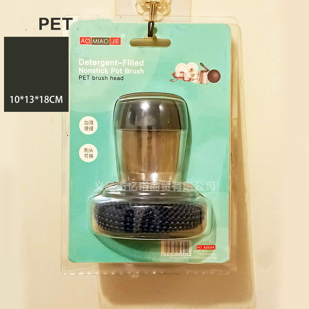 Soap Dispensing Palm Brush – Push Button Kitchen Dish Scrubber with Built-in Liquid Dispenser
