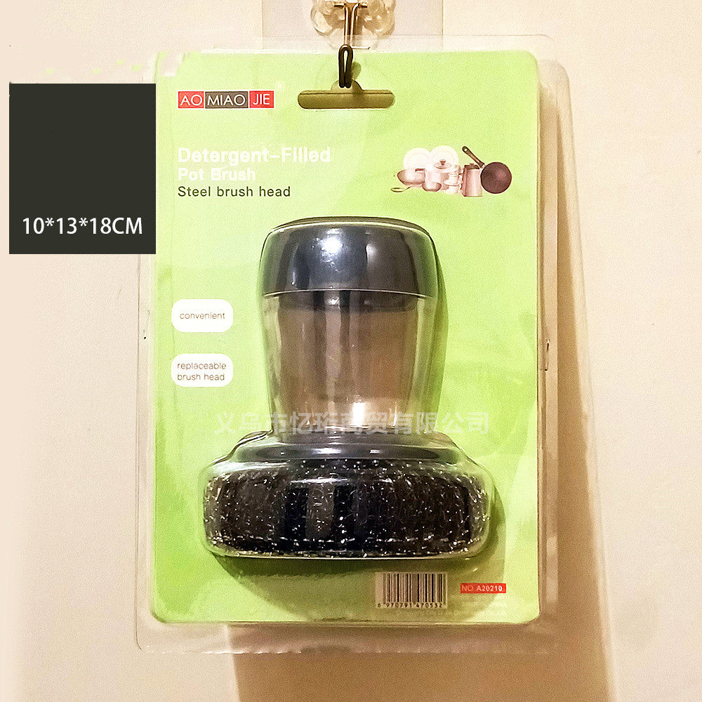 Soap Dispensing Palm Brush – Push Button Kitchen Dish Scrubber with Built-in Liquid Dispenser