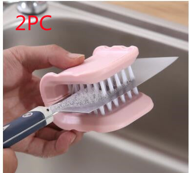 U-Shaped Knife Cleaner Brush – Safe Dual-Sided Cutlery Cleaning Tool for Kitchen