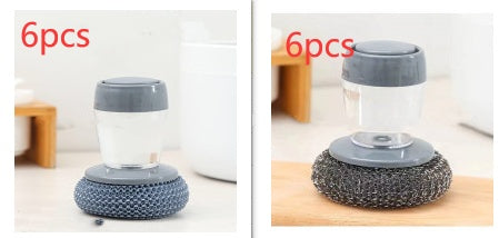 Soap Dispensing Palm Brush – Push Button Kitchen Dish Scrubber with Built-in Liquid Dispenser