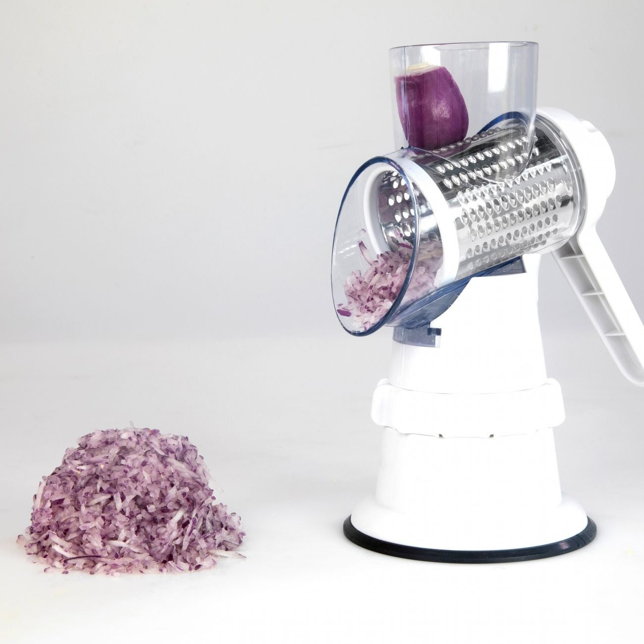3-in-1 Manual Vegetable Slicer – Rotary Mandoline Cutter, Grater & Shredder for Fast Kitchen Prep