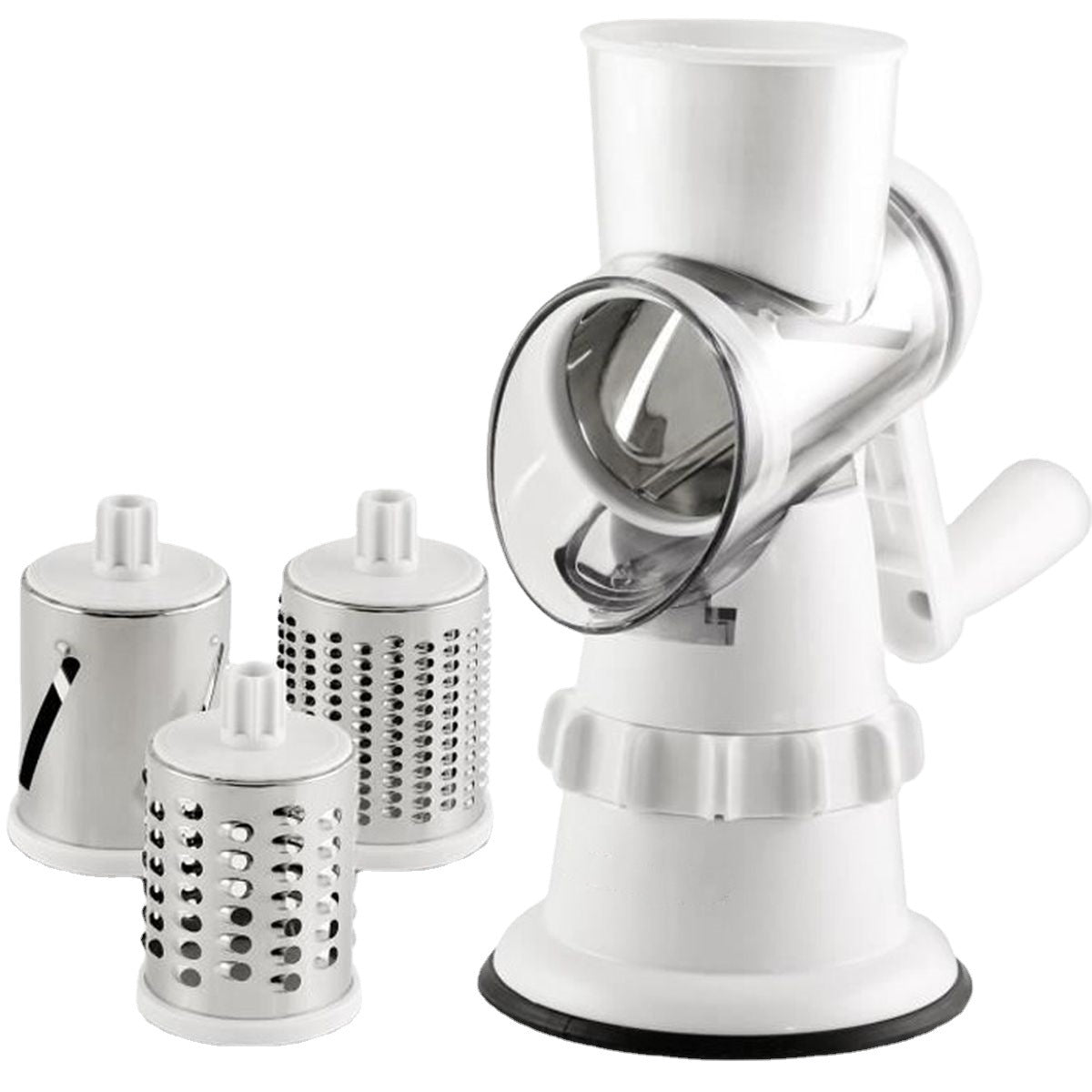 3-in-1 Manual Vegetable Slicer – Rotary Mandoline Cutter, Grater & Shredder for Fast Kitchen Prep