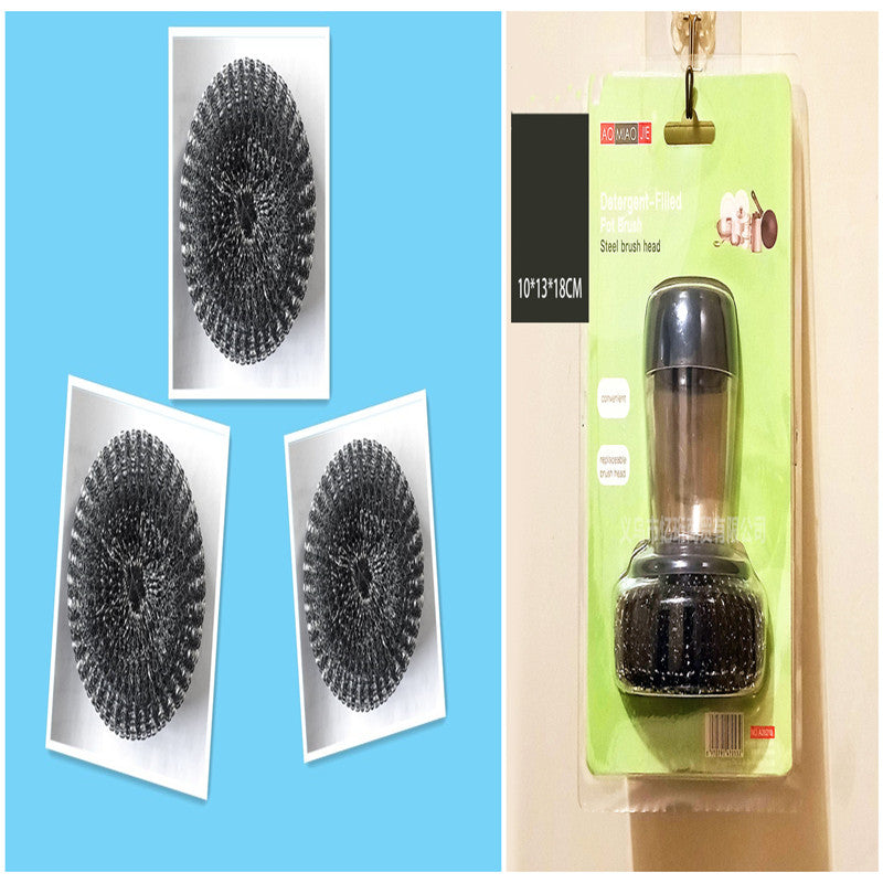 Soap Dispensing Palm Brush – Push Button Kitchen Dish Scrubber with Built-in Liquid Dispenser