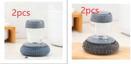 Soap Dispensing Palm Brush – Push Button Kitchen Dish Scrubber with Built-in Liquid Dispenser